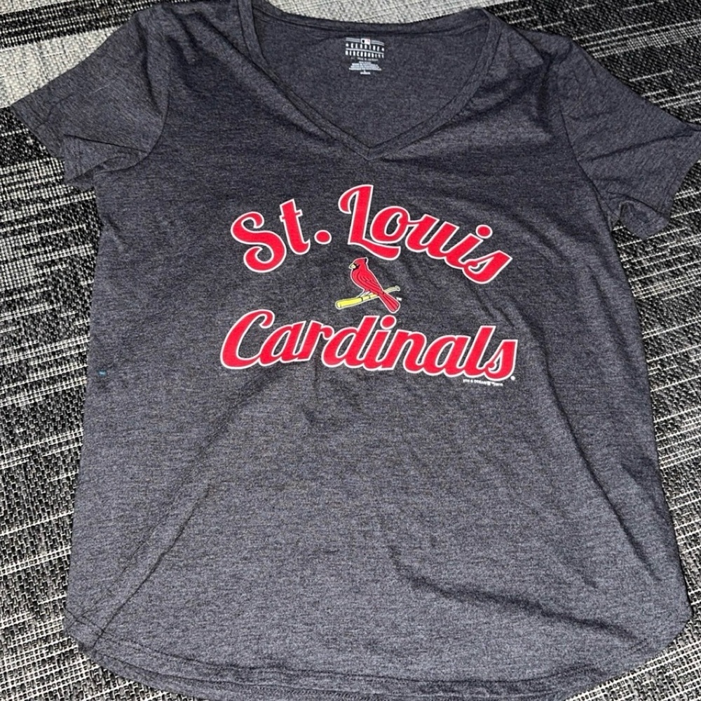 St. Louis Cardinals Women's Gray V-Neck Tee